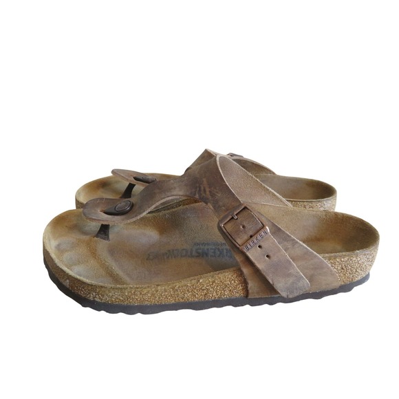 Birkenstock Gizeh Thong Sandals Tobacco Brown Leather Womens 8.5EU 39